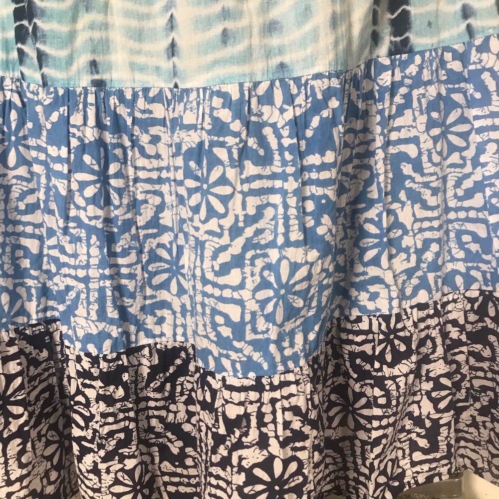 Tiered Blue Patterned Maxi Skirt - Picture 3 of 7